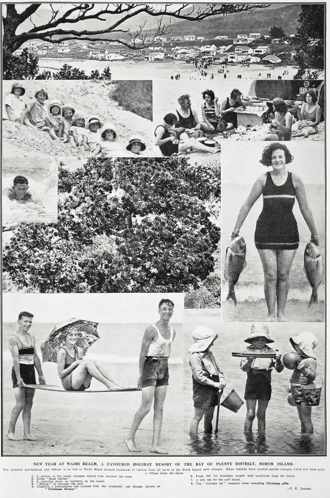 New Year at Waihi Beach, a favoured holiday resort of the Bay of Plenty District, North Island