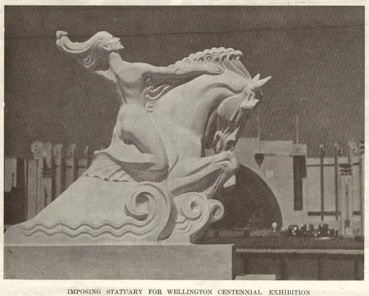 Imposing statuary for Wellington Centennial Exhibition
