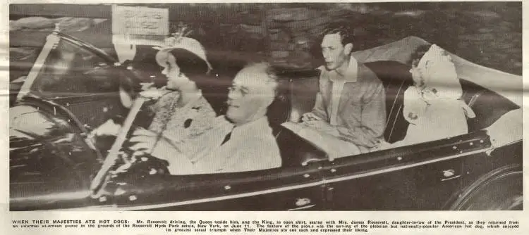 When Their Majesties ate hot dogs: Mr. Roosevelt driving with the King and Queen