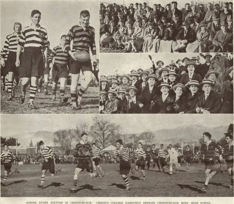 School rugby fixture in Christchurch: Christ's College narrowly defeats Christchurch Boys' High school