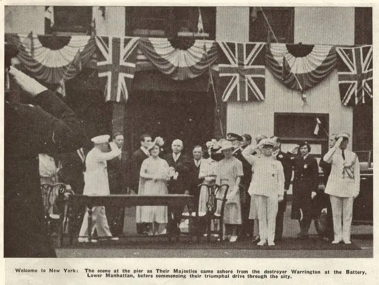 Welcome to New York: the scene at the pier as Their Majesties came ashore in Lower Manhattan