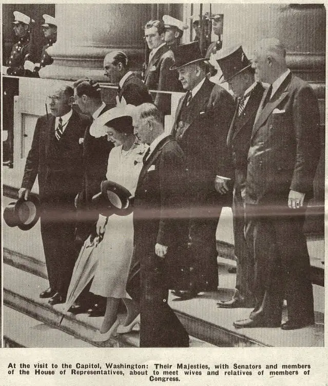 At the visit to the Capitol, Washington: Their Majesties about to meet wives and relatives of members of Congress