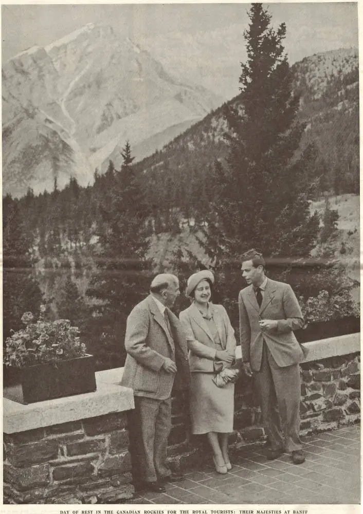 Day of rest in the Canadian Rockies for the royal tourists: Their Majesties at Banff