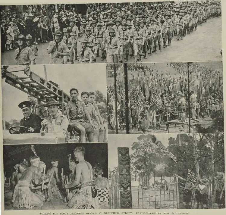 World's Boy Scout jamboree opened at Bradfield, Sydney: participation by New Zealanders
