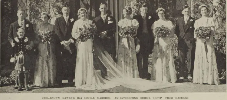 Well-known Hawke's Bay couple married: an interesting bridal group from Hastings