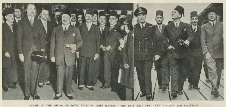 Death of the ruler of Egypt follows brief illness: the late King Fuad and his son and successor