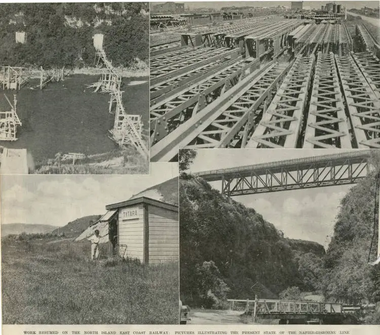 Work resumed on the North Island East Coast railway: pictures illustrating the present state of the Napier-Gisborne line