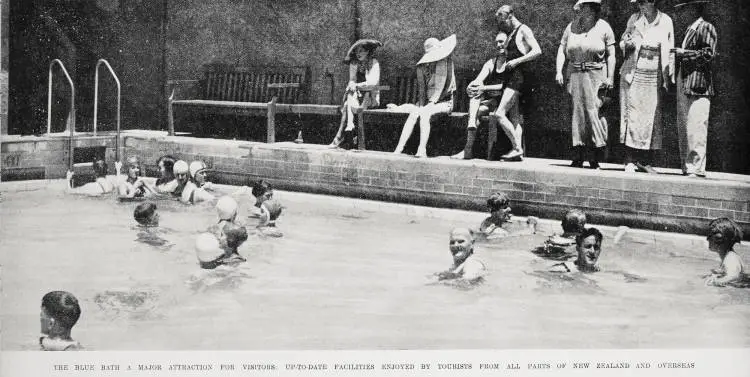 The Blue Bath a major attraction for visitors: up-to-date facilities enjoyed by tourists from all parts of New Zealand and overseas