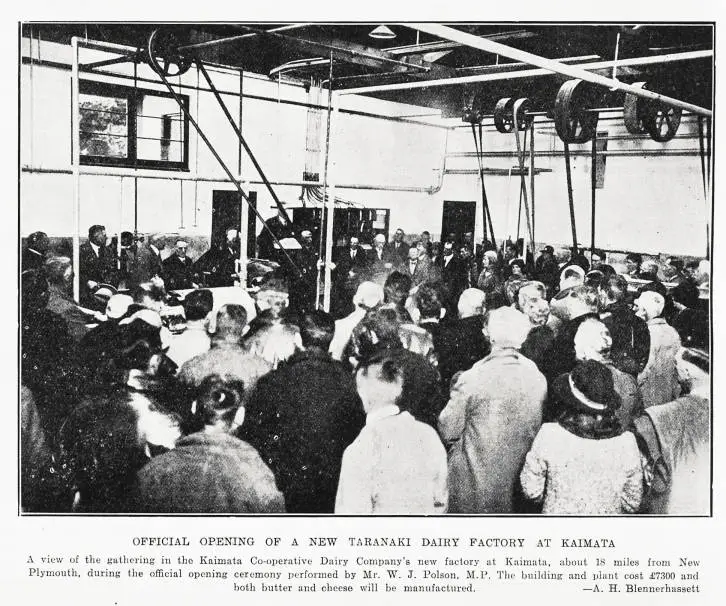 Official opening of a new Taranaki dairy factory at Kaimata
