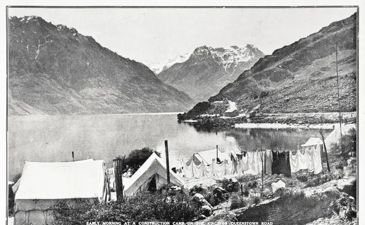 Early morning at a construction camp on the Kingston- Queenstown Road