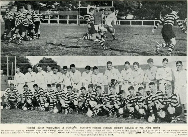 College rugby tournament at Wanganui: Wanganui College defeats Christ's College in the final match