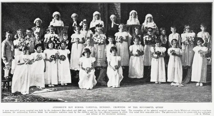 Anderson's Bay school carnival, Dunedin: crowning of the successful queen