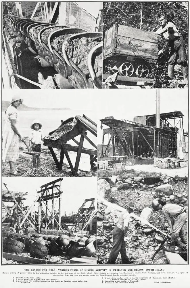 The search for gold: various forms of mining activity in Westland and Nelson, South Island