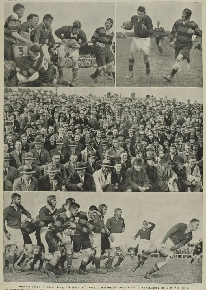 Highest score of their tour recorded at Timaru: Springboks defeat South Canterbury by 48 points to 6