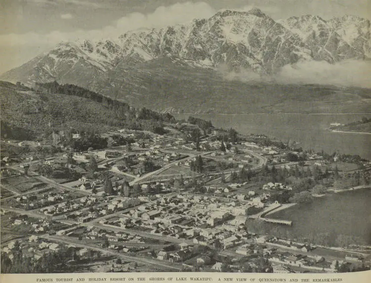 Famous tourist and holiday resort on the shores of Lake Wakatipu: a new view of Queenstown and The Remarkables