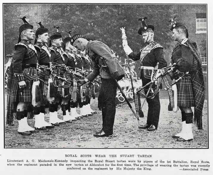 Royal Scots wear the Stuart Tartan