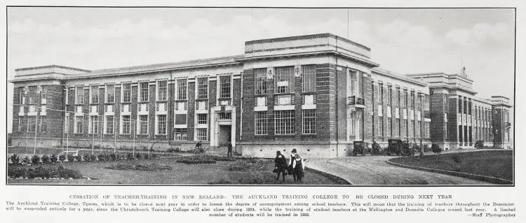 Cessation of teacher-training in New Zealand: the Auckland Training College to be closed during next year