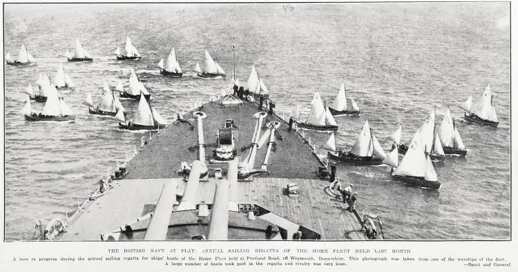 The British Navy at play: annual sailing regatta of the home fleet held last month