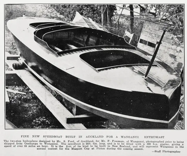 Fine new speedboat built in Auckland for a Wanganui enthusiast