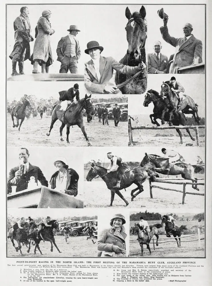 Point-to-point racing in the North Island: the first meeting of the Maramarua Hunt Club, Auckland province