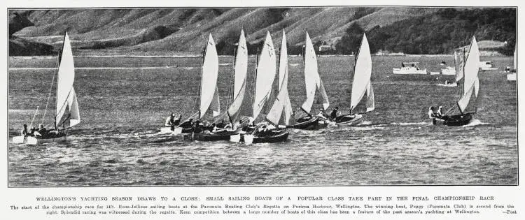 Wellington's yachting season draws to a close: small sailing boats of a popular class take part in the final championship race