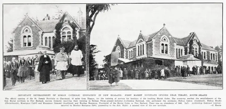 Important development of Roman Catholic education in New Zealand: first Marist novitiate opened near Timaru, South Island
