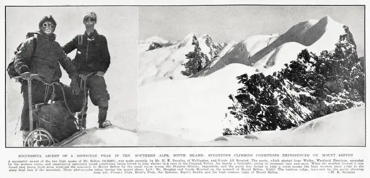 Successful ascent of a difficult peak in the Southern Alps, South Island: strenuous climbing conditions experienced on Mount Sefton