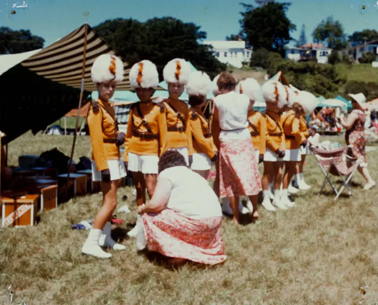 Kilmarnock marching team girls preparing to march for the North Shore Girls Marching Association.