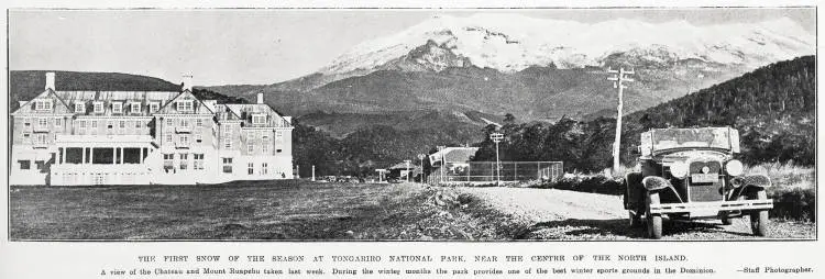 The first snow of the season at Tongariro National Park, near the centre of the North Island