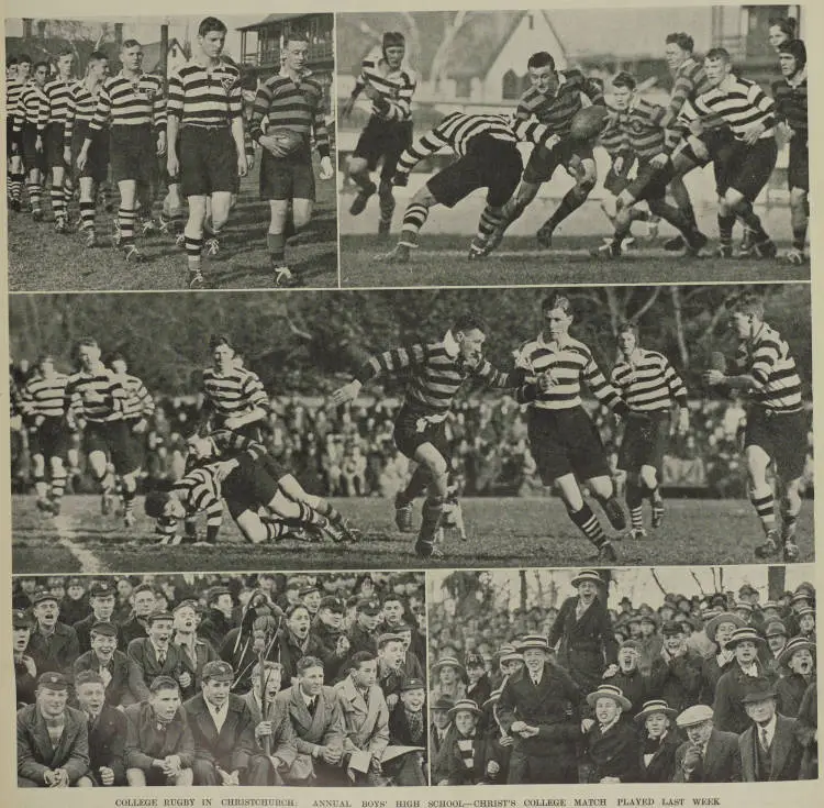 College rugby in Christchurch: annual Boy's High School - Christ's College match played last week