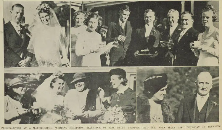Wedding of Miss Betty Redwood and Mr. John Hare in Blenheim