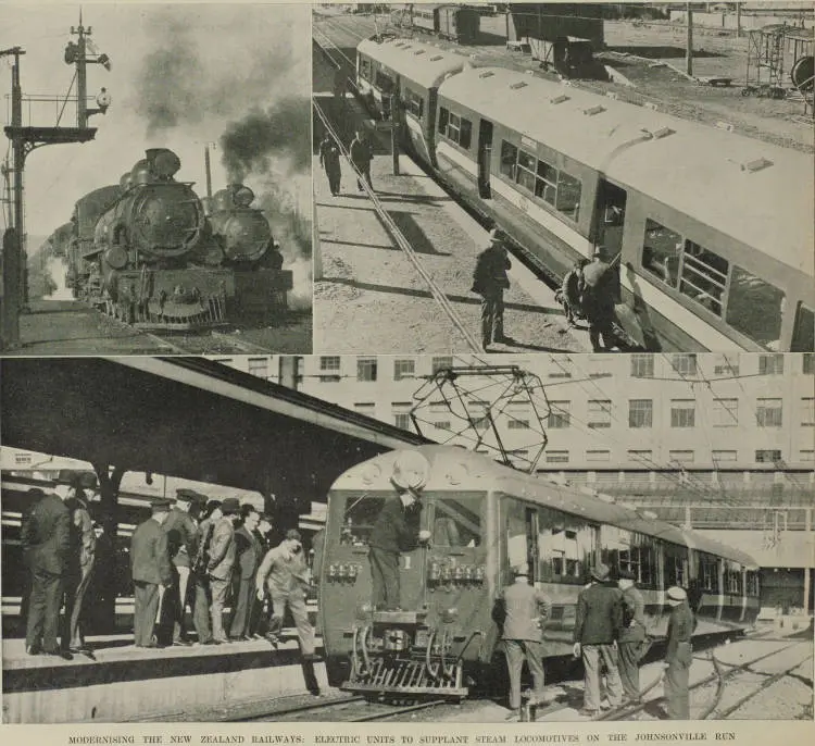 Electric units replace steam locomotives on the Wellington - Johnsonville suburban line
