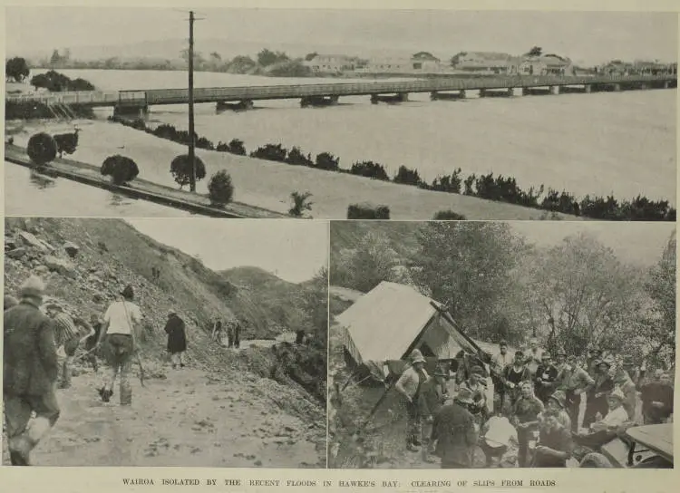 Wairoa isolated by the recent floods in Hawke's Bay: clearing of slips from roads