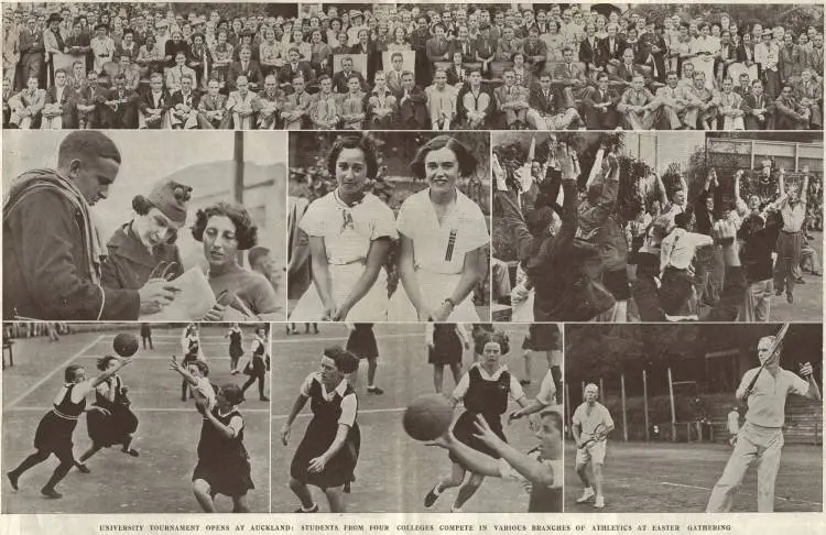 University students from four colleges compete in a sports tournament at Auckland