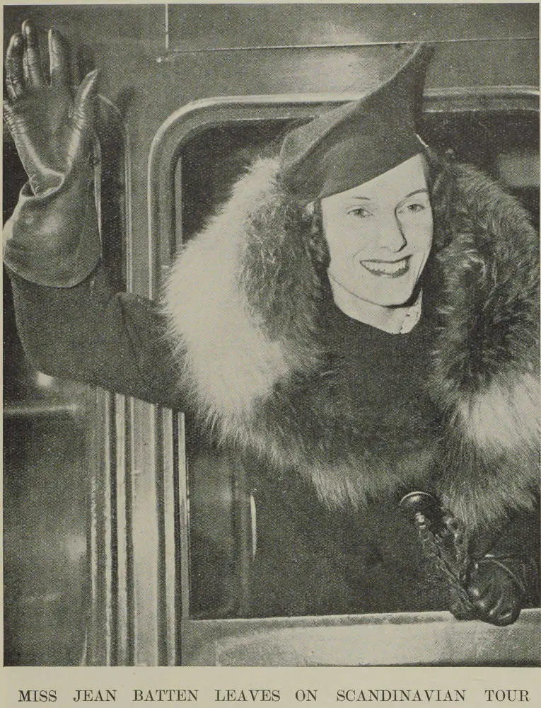 Miss Jean Batten leaves on Scandinavian tour