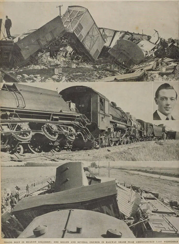 Head-on collision when a night freight train from the West Coast crashed into a stationary train from Christchurch at Aylesbury
