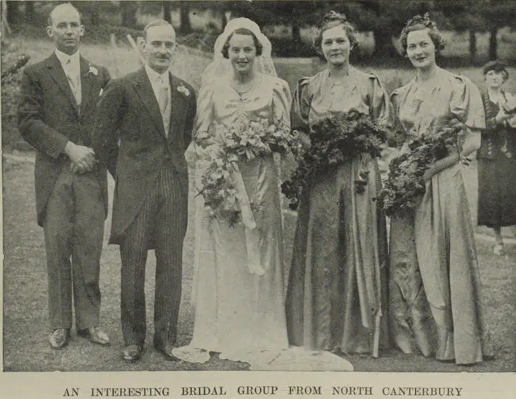 Bridal party of Mr. Christopher H. Bethell and his wife Mrs Nance Bethell at Waikari