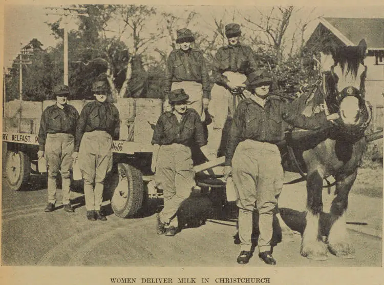 Women deliver milk in Christchurch