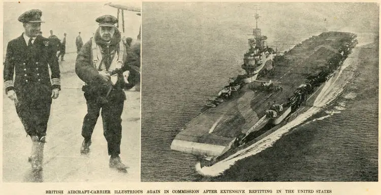 British aircraft-carrier Illustrious again in commission after extensive refitting in the United States
