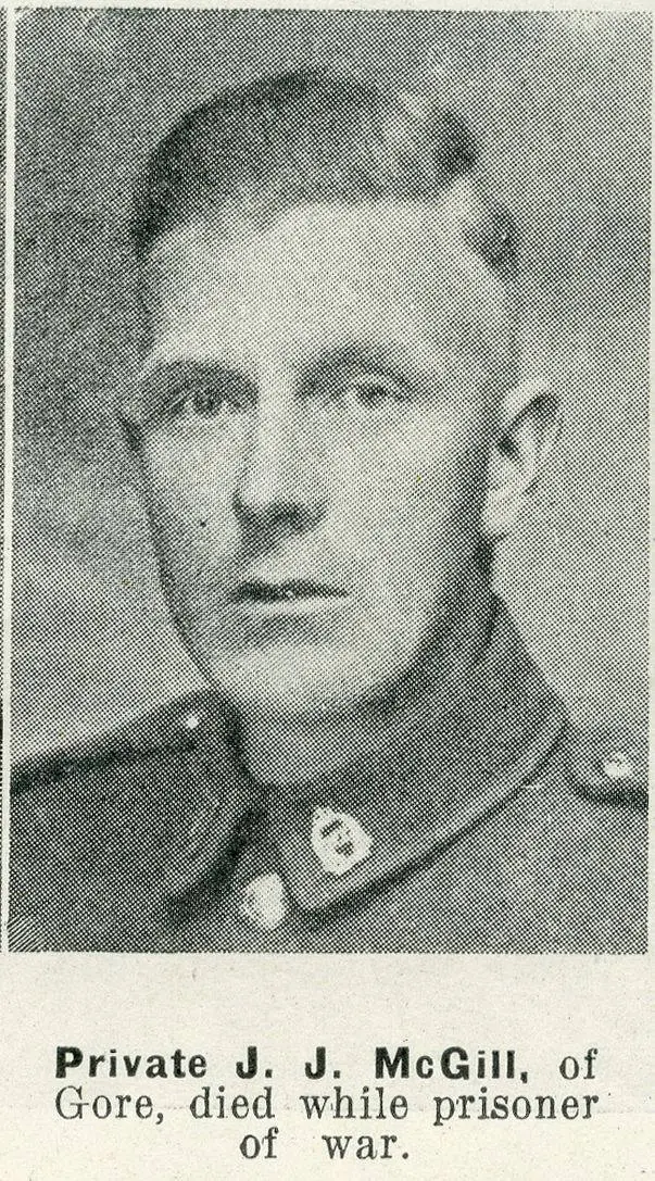 Private J. J. McGill, of Gore, died while prisoner of war