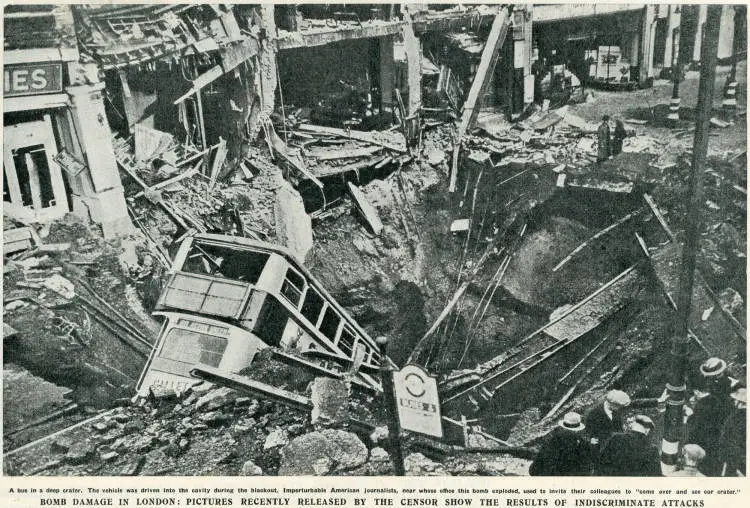 Bomb damage in London: pictures recently released by the censor show the results of indiscriminate attacks