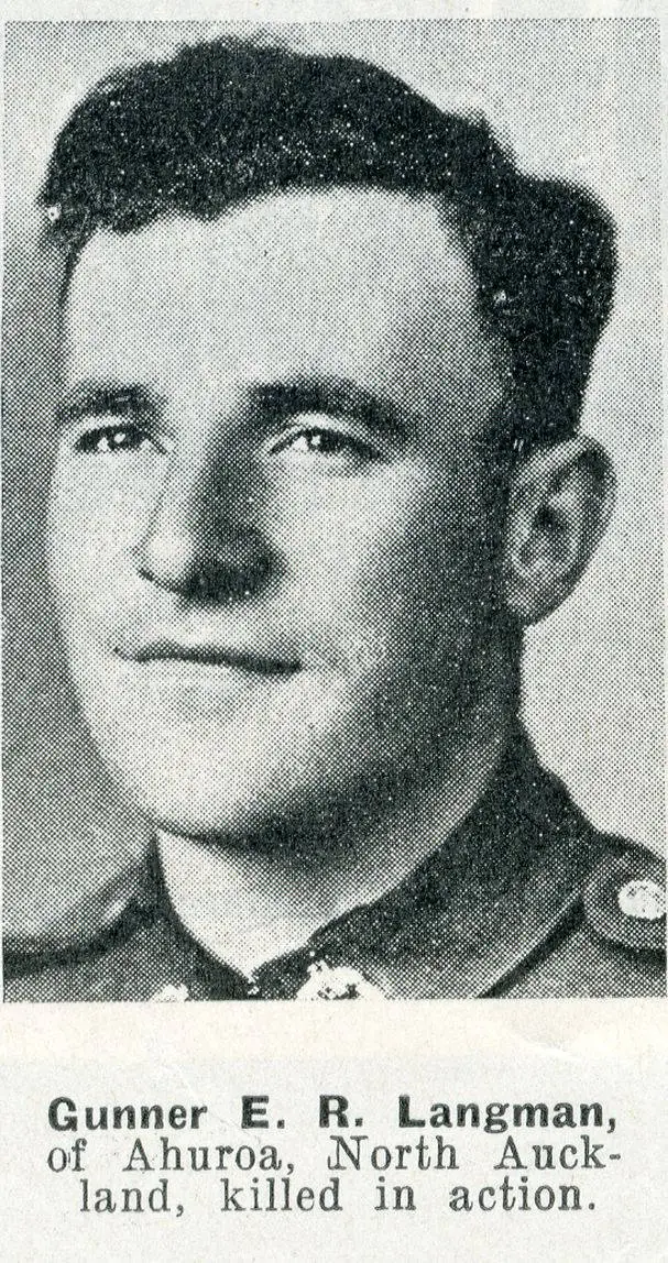 Gunner E. R. Langman, of Ahuroa, North Auckland, killed in action