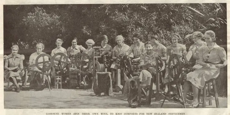 Gisborne women spin their own wool to knit comforts for New Zealand servicemen