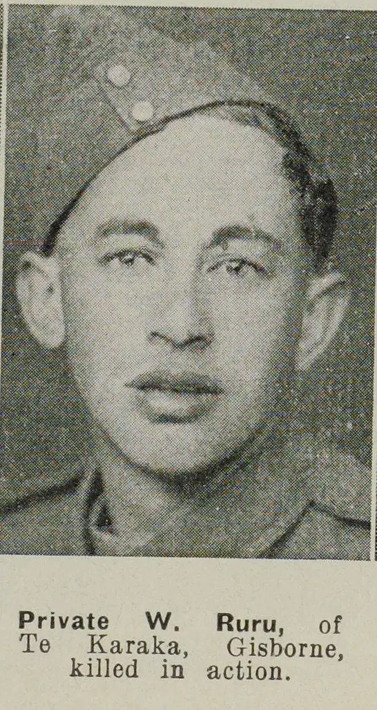 Private W. Ruru, of Te Karaka, Gisborne, killed in action
