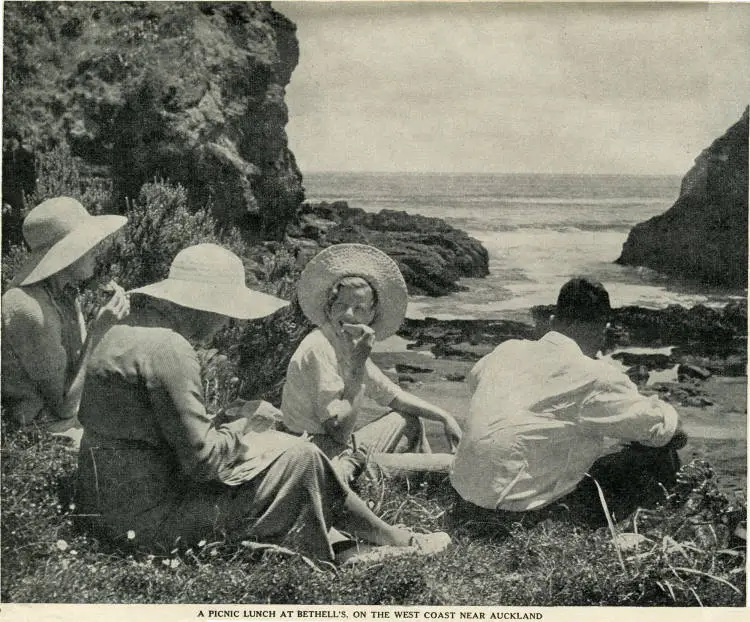 A picnic lunch at Bethell's on the West Coast near Auckland