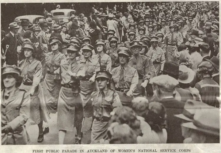 First public parade in Auckland of Women's National Service Corps