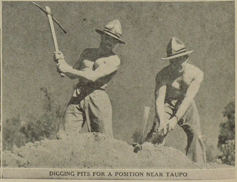 Digging pits for a position near Taupo