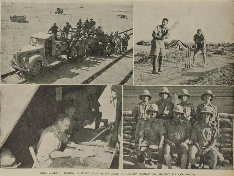 New Zealand troops in Egypt play their part in desert operations against Italian forces