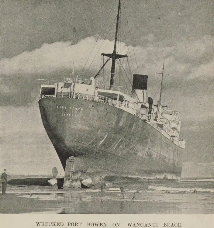 Wrecked Port Bowen on Wanganui beach
