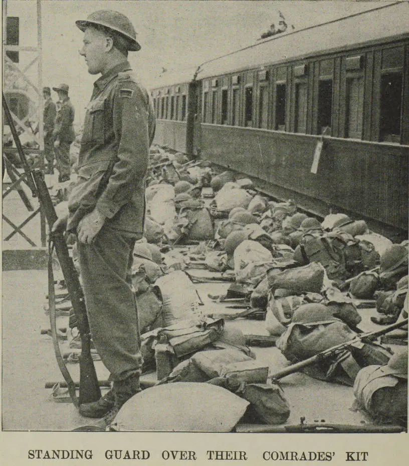 Standing guard over their comrades' kit